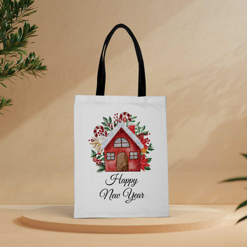 Happy New Year - Christmas Theme Printed Tote Bag - Uncommongifts.in
